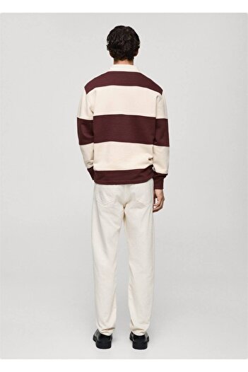 MANGO Man Çizgili pamuklu polo sweatshirt