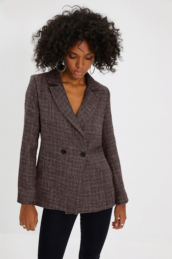 Trendyol Collection Antracitová obyčejná lemovaná tkaná bunda TWOAW22CE0667