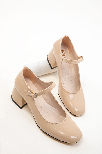 SOHO Nude Patent Leather Women's Classic Heeled Shoes 18447