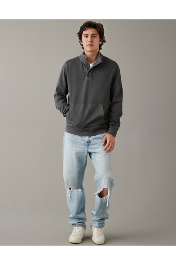 AMERICAN EAGLE Ae Quarter-Snap Mockneck Sweatshirt