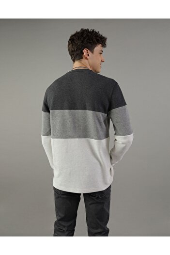 AMERICAN EAGLE Ae U-2171-3263 Model Long-Sleeve Colorblock Thermal T-Shirt