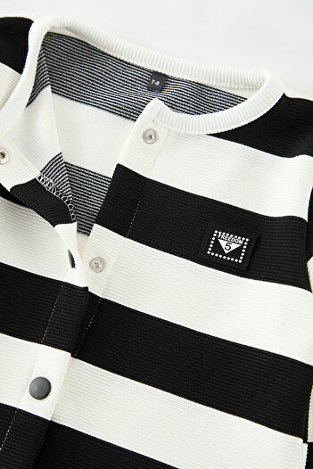 TRENDYOLKIDS Knitwear Black Striped Cardigan - Tkdaw25Hi00005