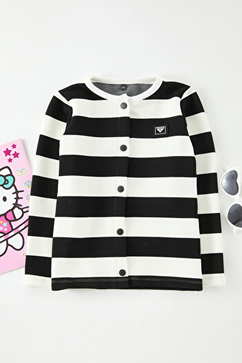 TRENDYOLKIDS Knitwear Black Striped Cardigan - Tkdaw25Hi00005