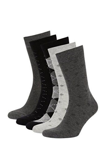 DeFacto Men's Cotton Patterned 5-Piece Socks