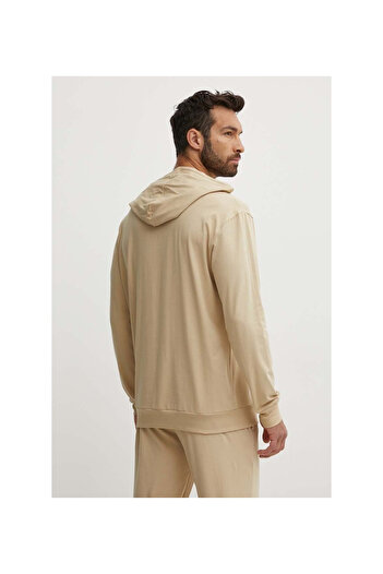 HUGO Erkek Kapşonlu Yaka Regular Fit Pamuklu Uzun Kollu Krem Sweatshirt 50518693-281