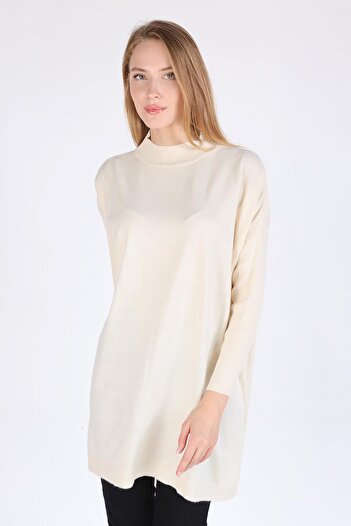 Rays Ekru Balıkçı Yaka Triko Tunik 5315