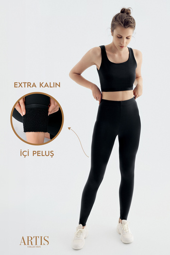 Artış Winter Thermal Leggings with Plush Inside Extra Thick Stretchy Adjustable Waist