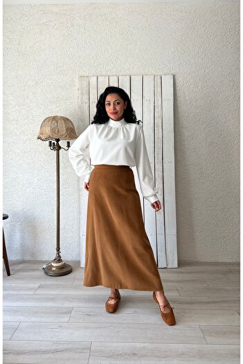 KÜÇÜĞÜM BUTİK Camel Long Skirt