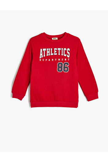 Koton Long Sleeve Crew Neck College Printed Raised Sweatshirt