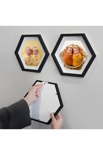 Nobbystar Adhesive Disassemble Large Size Black Hexagonal Frame with Paspart - Pack of 3