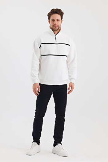 ALEXANDERGARDI Φούτερ με φερμουάρ Fleece ριγέ γιακά - E24-00172