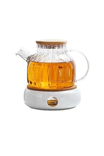 Genel Markalar Bambu Zarafeti, Balık Sırtı,dilimli Model 1000 ml Süzgeçli Cam Demlik Bitki Çayları ,borosilikat