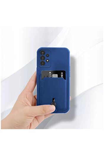 Zebana Samsung Galaxy A23 Uyumlu Kılıf Kartlıklı Sweet Yumuşak Silikon Kılıf Mavi