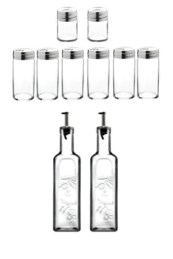 Paşabahçe Seasoning Set Glass 10 Piece Oil Bowl, Vinegar Bowl, Salt Bowl, Spice Bowl, Dowry Set