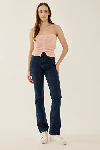 Hiccup Strapless Pearl Detailed Knitwear Top