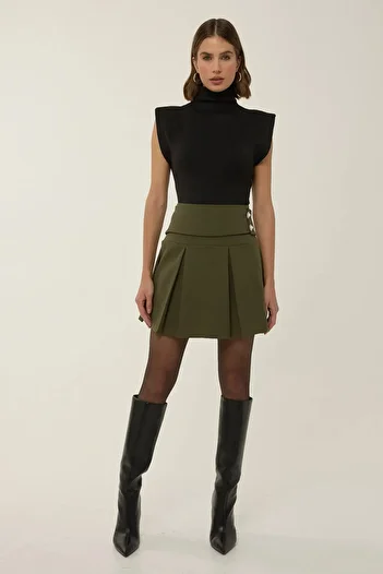Hiccup Pearl Detailed Pleated Mini Skirt