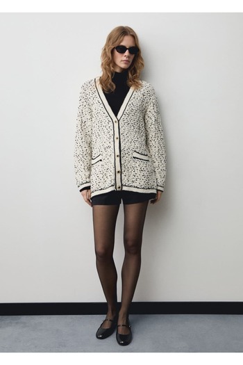 MANGO Woman Wide Cut Cardigan with Shawl