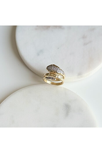 Venus Design Steel Stone Snake Ring