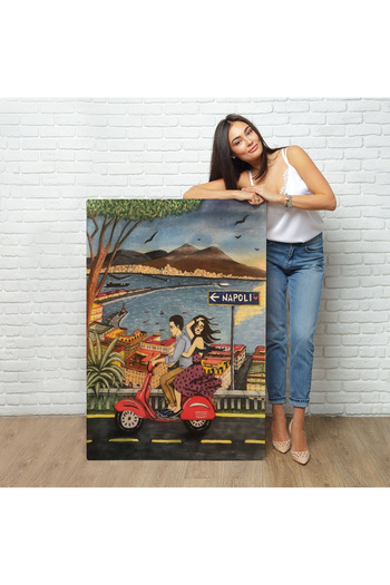 indispensablely Framed Napoli De Motor Lovers Painting-7894