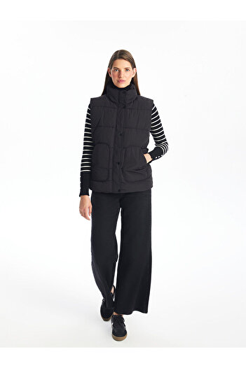 LC Waikiki Lcwk Women's Stand Collar Plain Puffer Vest