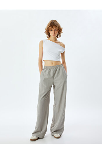 Koton Oversize Parachute Pants - Rubber Waist, Pocket Detail and Ribbed