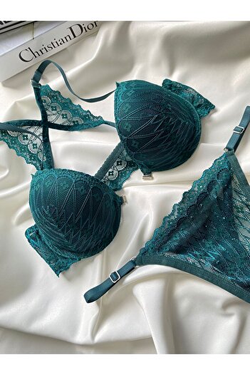 DESİLE Μοντέλο Butterfly Push-up Underwire Lace Bra Panties Σετ στρινγκ/εσώρουχα