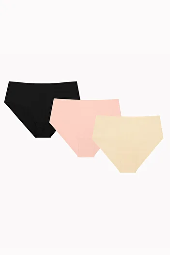 NBB Black Mink Skin Color 3-Piece Laser Non-Marking High Waist Panties