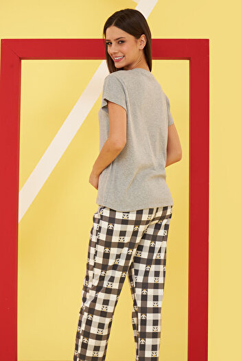 NBB Gri Pandalı Kaşkorse Pijama Takımı