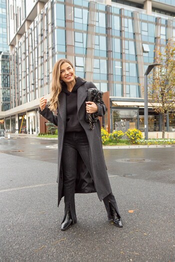 Sue Store Anthracite Lined Cashmere Coat