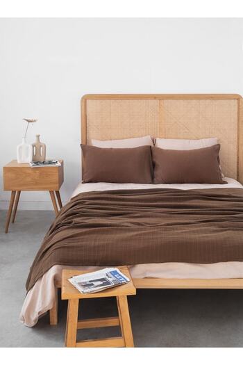 Barine Brown Muslin Cotton Bedspread - 200X220