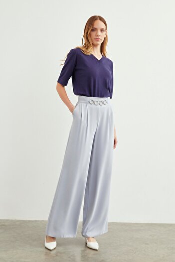 Zühre Gray Loose Trousers - Accessory Detailed, P-0177