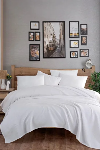 Eponj Home Ekocel Battal King Pique Blanket - 240x230cm White Karde