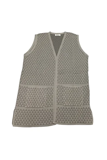 ECE GİYİM Women's Front Buttonless Patterned Thick Winter Vest