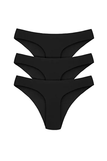 Arma Yıldız Black Laser Cut Seamless Women's Panties - Pack of 3