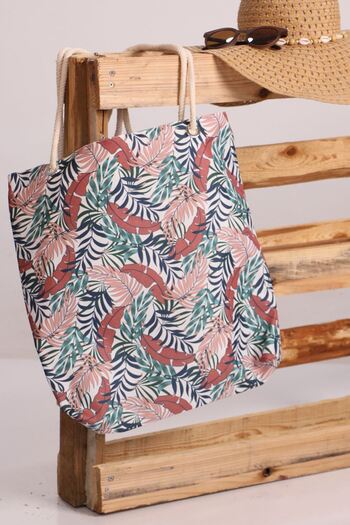 Eslina 101 Beach Bag with Tile Leaves