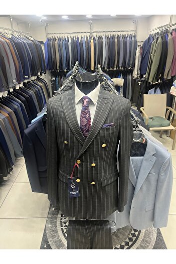 MASSARO Чоловічий Slimfit - Вовняний смугастий круазевий крій