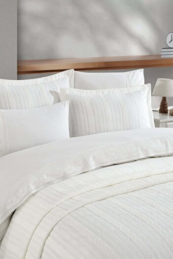 Elart Pera 9 Piece Bed Set with Duvet Cover - Cream