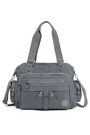 By Hakan Tk-10 Gray Shoulder and Shoulder Bag - Multi-Compartment Clinker