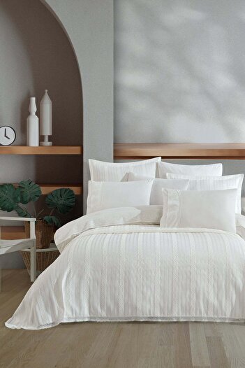Elart Pera 9 Piece Bed Set with Duvet Cover - Cream