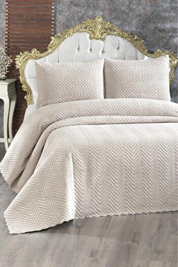 Çeyiz Diyarı Welsoft Ultrasonic Double Bedspread - 230X250 Cappucino