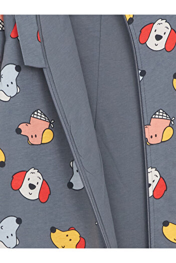 LC Waikiki Baby Gray 1 Tog Crew Neck Long Sleeve Baby Boy Jumpsuit