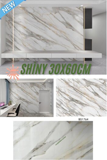 Renkli Duvarlar Bs1764 - Flexible Marble Patterned 60X30Cm Bathroom Wc Wall Cover Panel