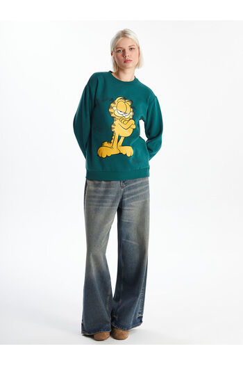 LC Waikiki Γυναικείο χοντρό φούτερ Lcwk Crew Neck Garfield με στάμπα