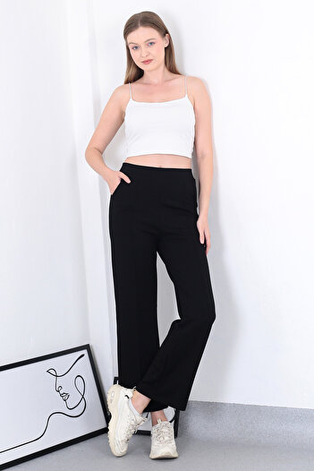 Lamirella Women's Modal Fabric High-Waisted Stretchy Wide Leg Palazzo Pants Thick Winter