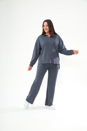 Ebsumu Γυναικείο Σετ Φούτερ Smoked Fabric Sho Fabric γιακά