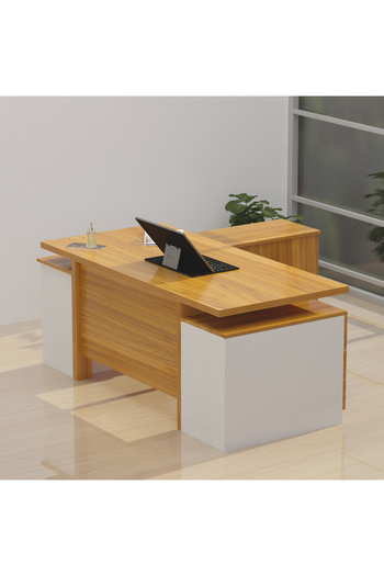 Mahmayi Samtida 193 Modern Executive Workstation Desk Ideal for Home and Office - Light Walnut