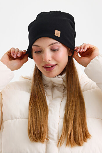 Butikgiz Чорна термошапка з 100% бавовни Soft 2 Stil 1 Arada Bere Premium Cuts серія