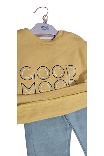 Tongs Baby Erkek Bebek Kışlık Good Mood Slogan Baskılı Pamuklu 2'li Takım