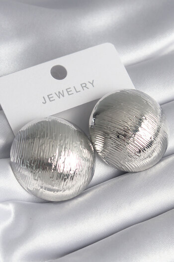 ihtiyaçavm Brass Silver Color Engraved Detail Circle Model Women's Earrings - Tj-Bkp8463