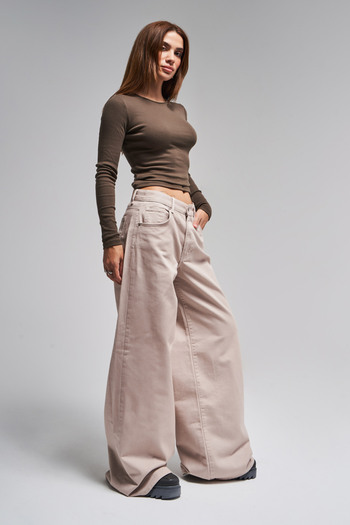 its basic Women's Beige Color Hera 7W457 Palazzo Fit Loose Cut Denim